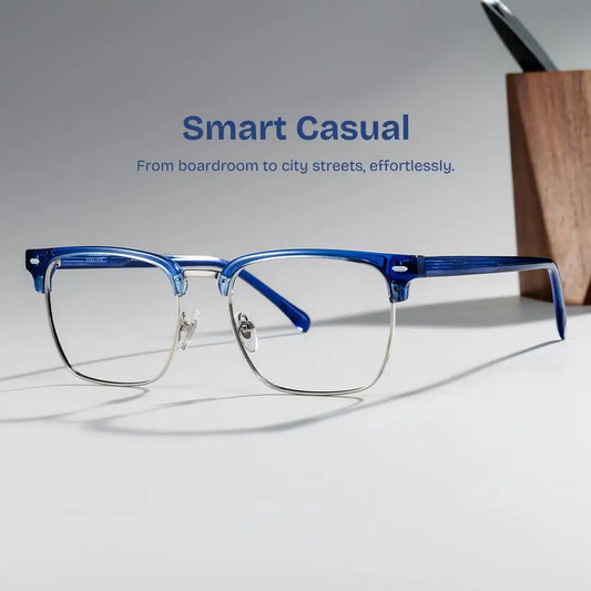 Braidsby Blue Browline Glasses