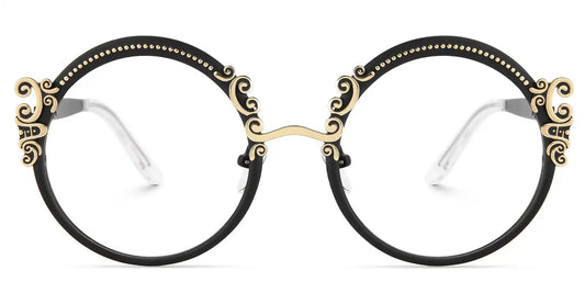 Nelida Black Gold Round Glasses