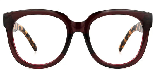 Harrell Dark-Red Square Glasses