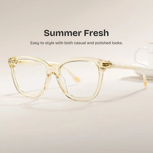 Isabella Clear Yellow Square Glasses