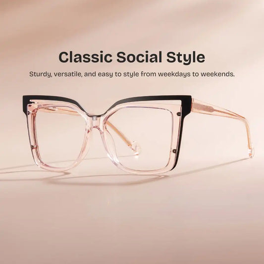 Twolla Beige Square Glasses