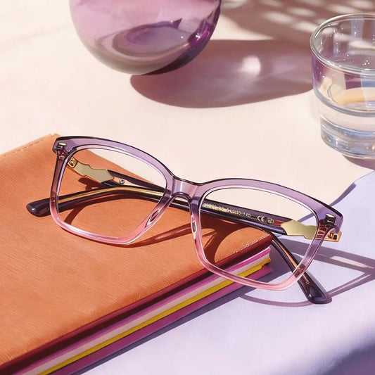 Theo Grey Pink Rectangle Glasses