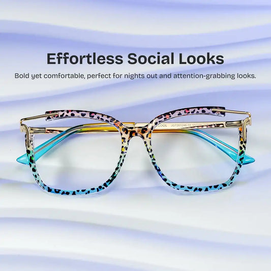 Sidibe Blue Leopard Square Glasses