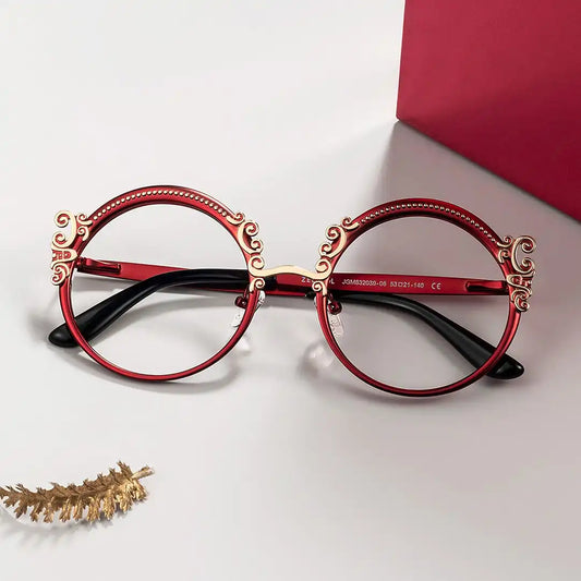Nelida Red Round Glasses