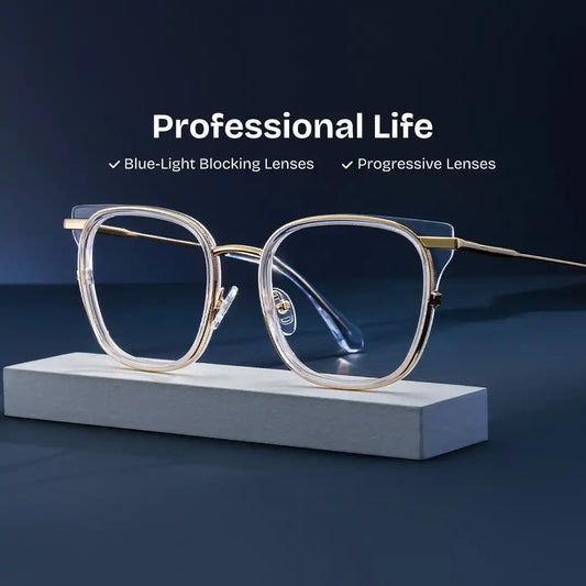 Cameron Clear Gold Square Glasses