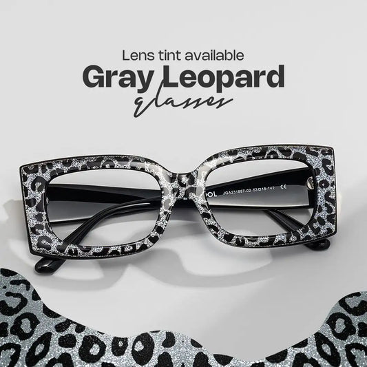Orduno Gray Leopard Rectangle Glasses