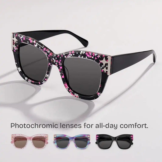 Minfia Black Pink Square Sunglasses