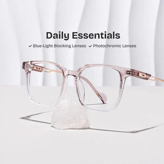 Chloe Pink Clear Square Glasses