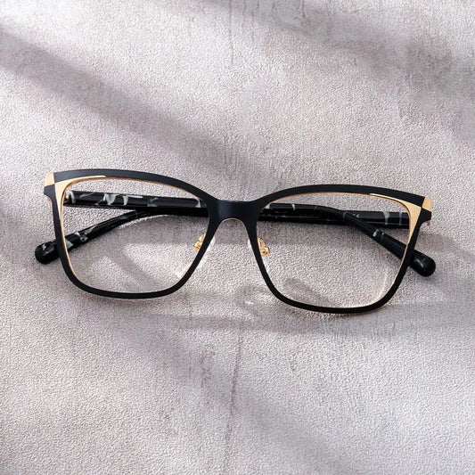 Elise Black Rectangle Glasses