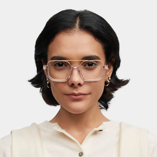 Oromiya Gold Clear Geometric Glasses