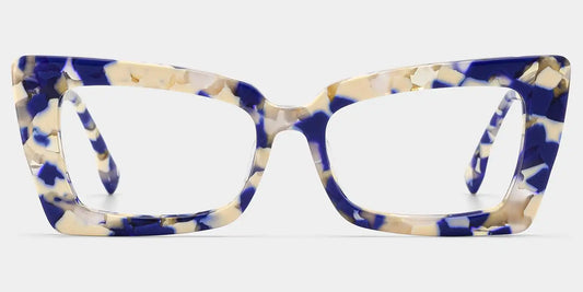 Newell Blue-Floral Rectangle Glasses