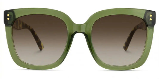 Ebony Green Tortoise Square Sunglasses
