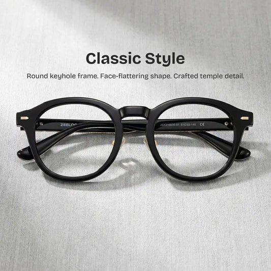 Frances Black Round Glasses