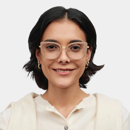 Leila Beige Butterfly Glasses