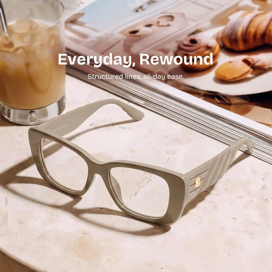 Hannah Beige Rectangle Glasses