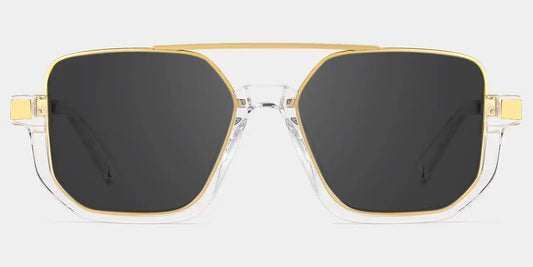 Oromiya Gold Clear Geometric Sunglasses