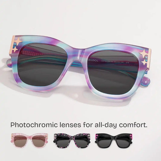 Minfia Blue Purple Square Sunglasses