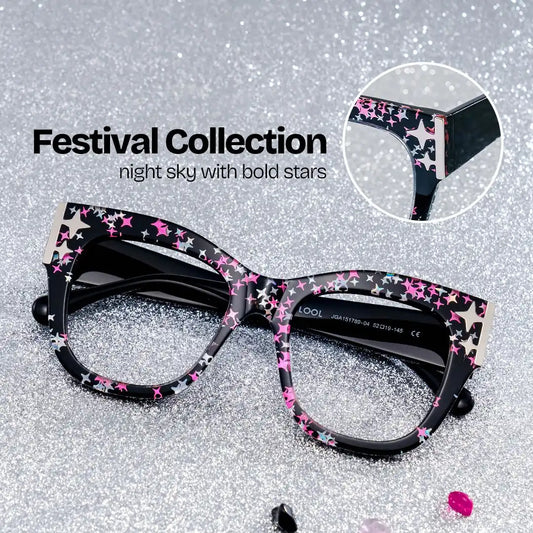 Minfia Black Pink Square Glasses