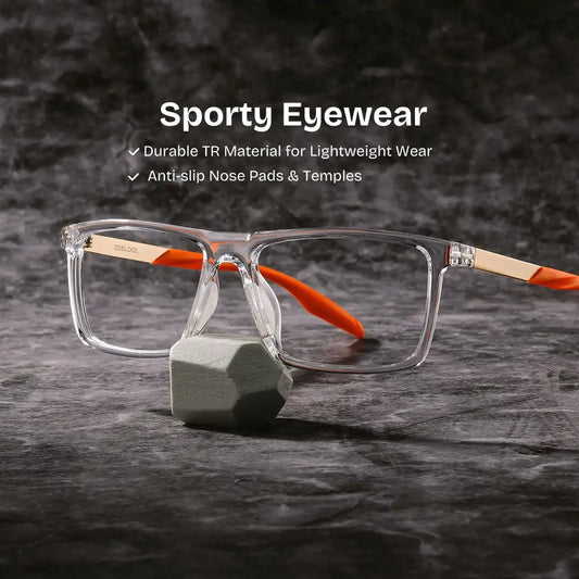 Active Clear Orange Rectangle Glasses