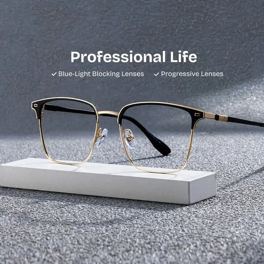 Dawson Black Gold Rectangle Glasses