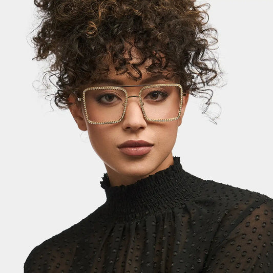 Diva Gold Square Glasses