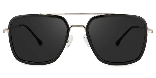 Nayeli Black-Silver Aviator Sunglasses