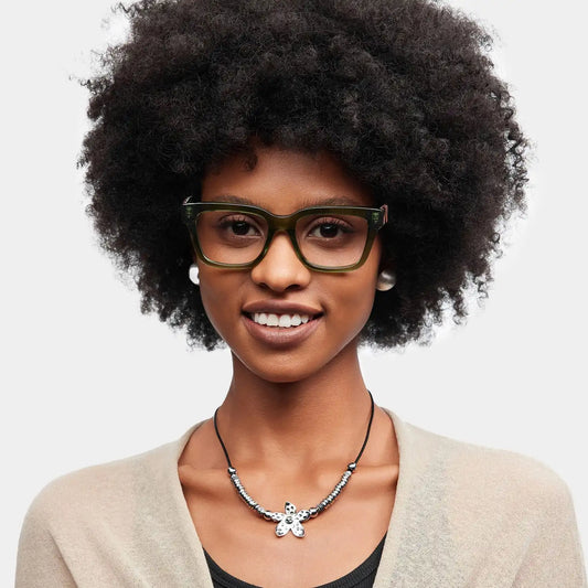 Zinnia Green Rectangle Glasses