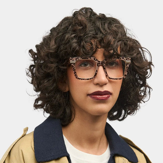 Taylor Gold Leopard Square Glasses