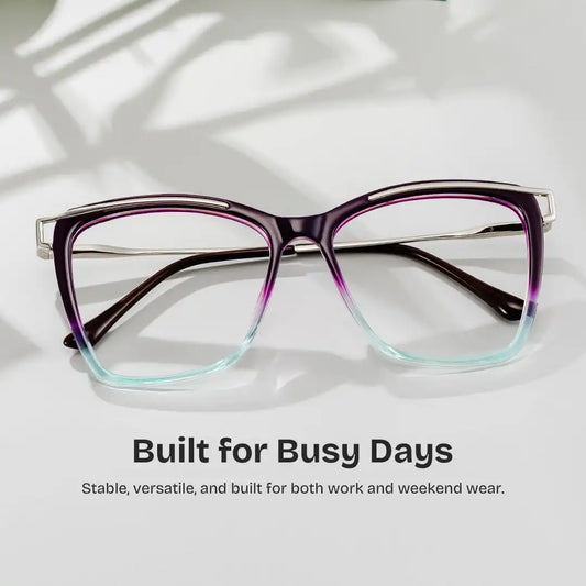 Krystle Purple-Blue Square Glasses
