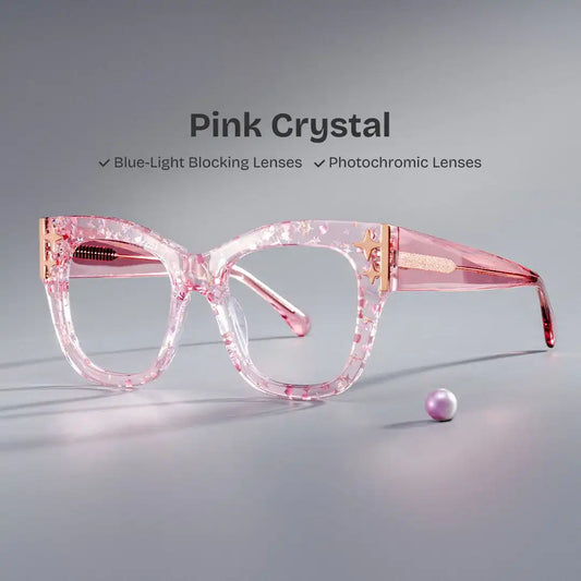 Minfia Pink Square Glasses