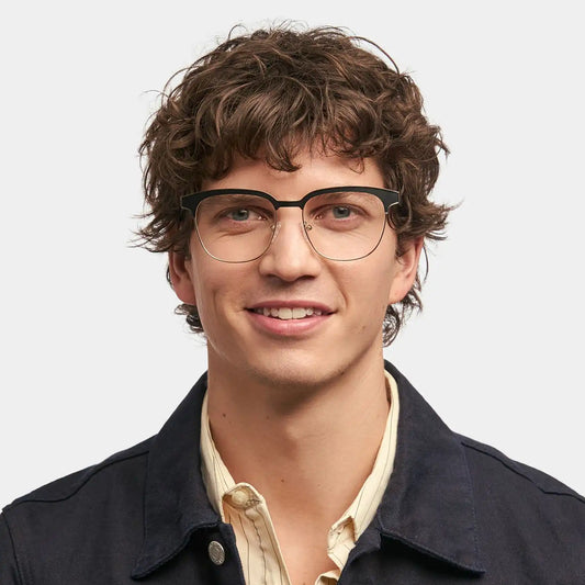 Wren Black-Gold Browline Glasses
