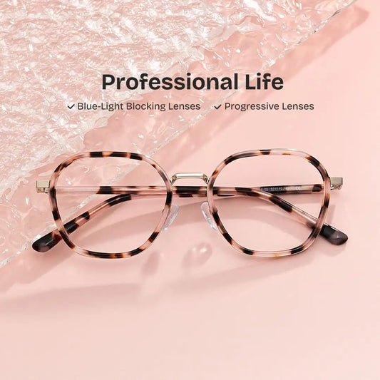 Mitchell Pink Tortoise Geometric Glasses