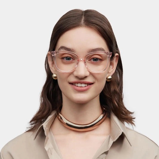 Sage Pink Rectangle Glasses