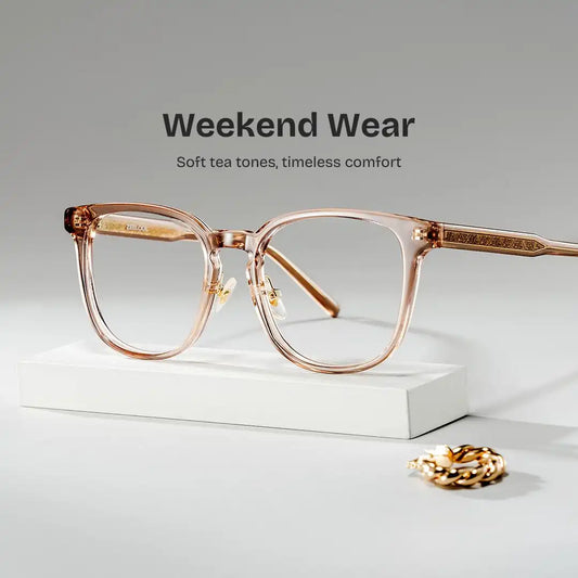 Hailey Beige Square Glasses