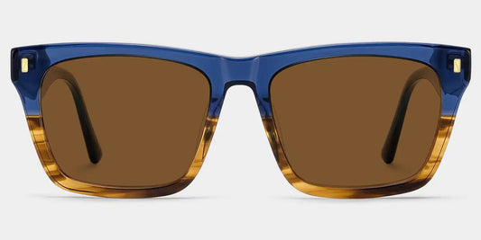 Brookins Blue Brown Rectangle Sunglasses