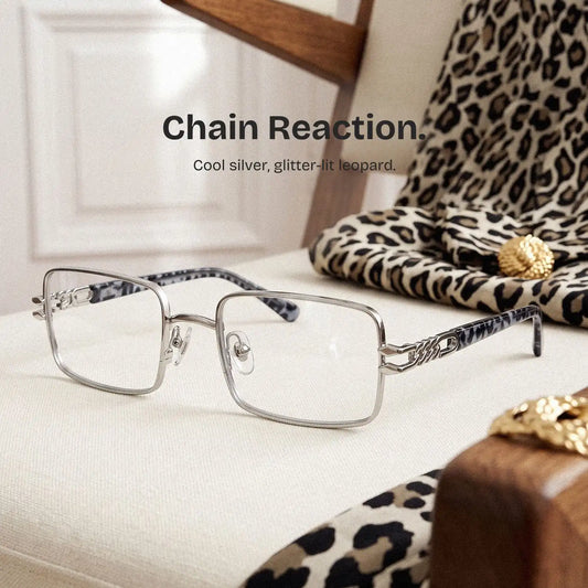 Olivia Silver Rectangle Glasses