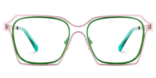 Foday Pink Green Geometric Glasses