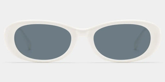 Catherine White Oval Sunglasses