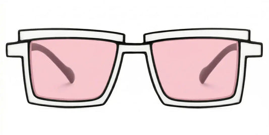 Zephyr White Rectangle Sunglasses