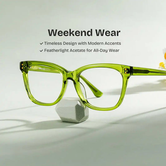 Vivienne Green Rectangle Glasses