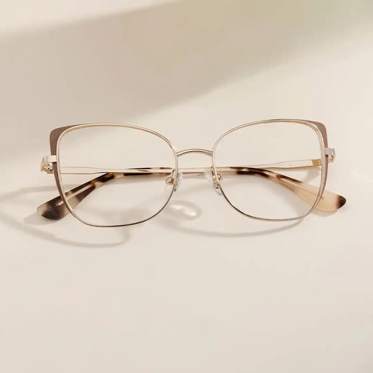 Tessa Khaki Gold Cat eye Glasses