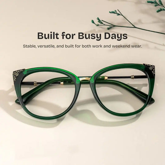 Dalton Dark-Green Cat eye Glasses