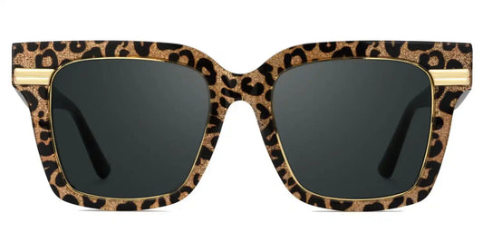 Taylor Gold Leopard Square Sunglasses
