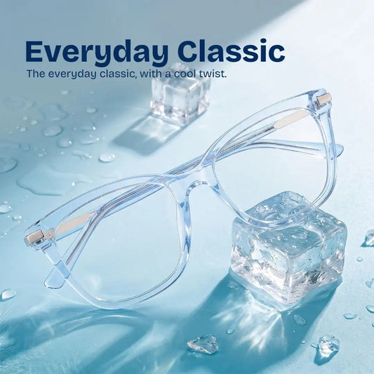 Eliot Clear Blue Rectangle Glasses