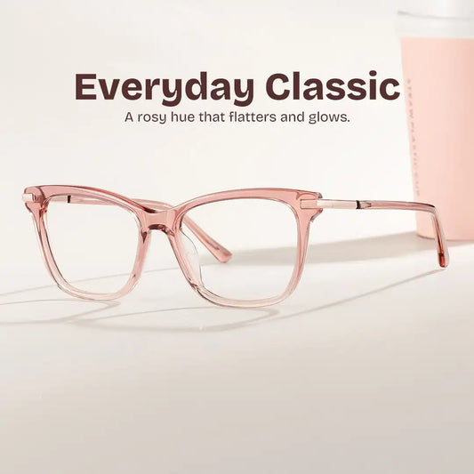 Eliot Clear Pink Rectangle Glasses