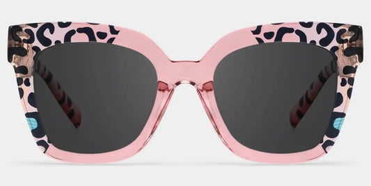 Malcolm Pink-Leopard Square Sunglasses